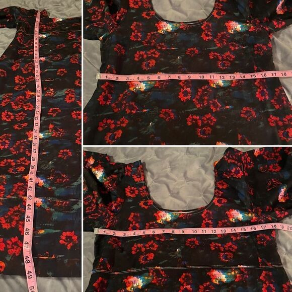 Rachel Comey x Target Kodak Red Floral Midi Dress Empire Waist Black 6 - Picture 10 of 11